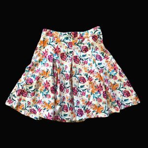 1st Kiss Girls Colorful Bold Floral Flower White A Line Skater Skirt size 14/16